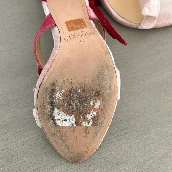 Alexandre Birman Red and Pink Velvet Heels - Picture 5 of 6